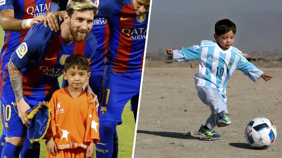 Messi por fin se encuentra con niño afgano en Qatar