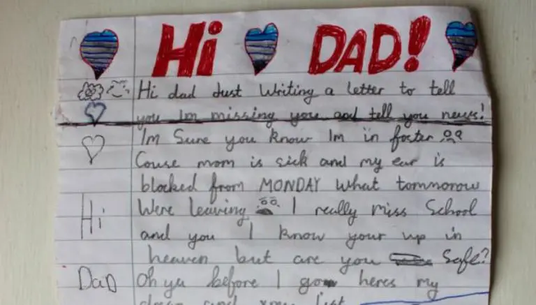 Niño envía conmovedora carta de Navidad a su difunto padre
