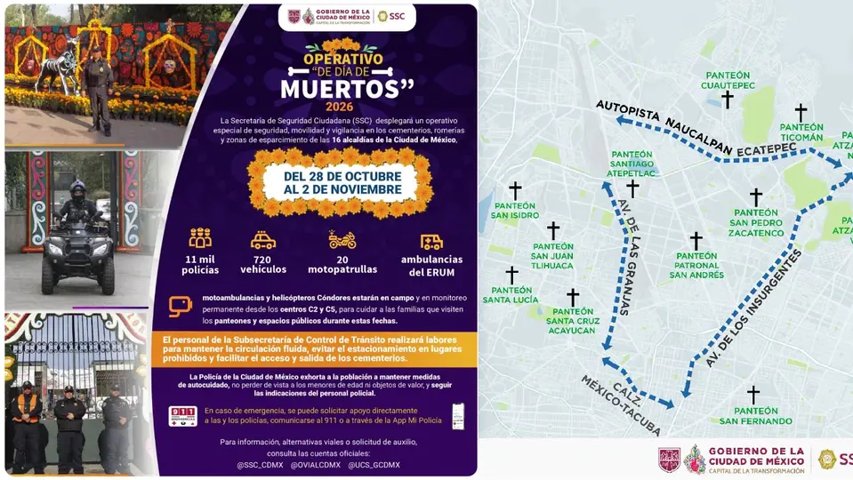 La SSC anunció un operativo especial que se llevará a cabo del viernes 30 de octubre al lunes 2 de noviembre / Especial