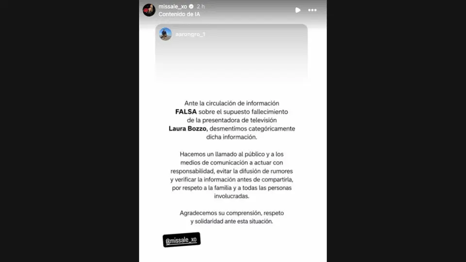 Alejandra de la Fuente desmintió los rumores sobre el fallecimiento de su madre. / Captura