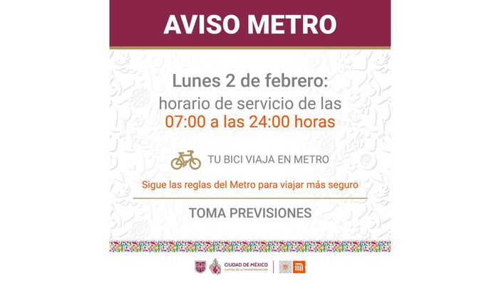 El próximo 2 de febrero el Metro cambia de horario por ser día festivo/Pixabay
