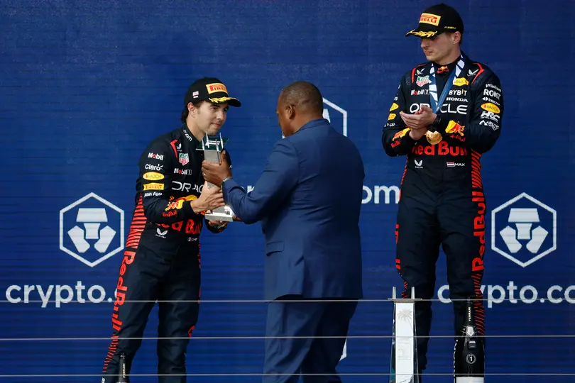 Checo Pérez y Verstappen en el podio del Gran Premio de Miami 2023 | RED BULL