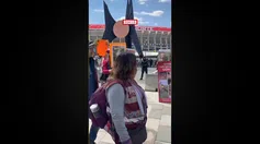 Manifestación en las afueras del Estadio Banorte