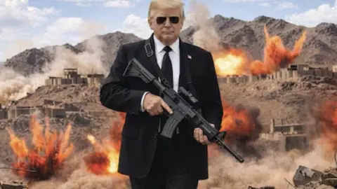 Trump amenaza a Irán con imagen de él armado: “Se acabó el señor amable”