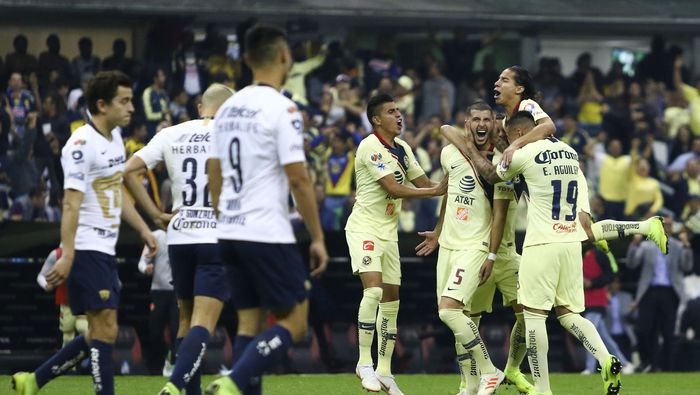 Jugadores de América celebran ante Pumas en la Semifinal del Apertura 20218 de la Liga MX | IMAGO 7
