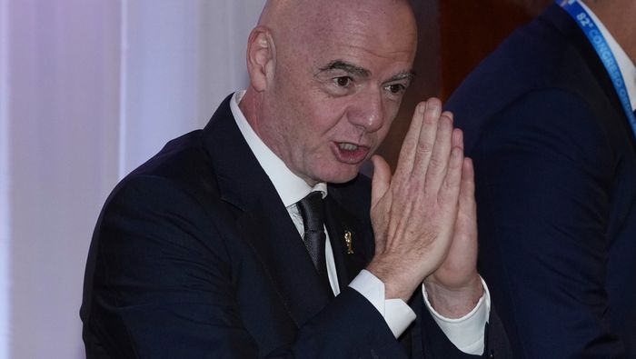 Gianni Infantino, presidente de la FIFA, durante un evento de Conmebol en Quito, Ecuador | AP