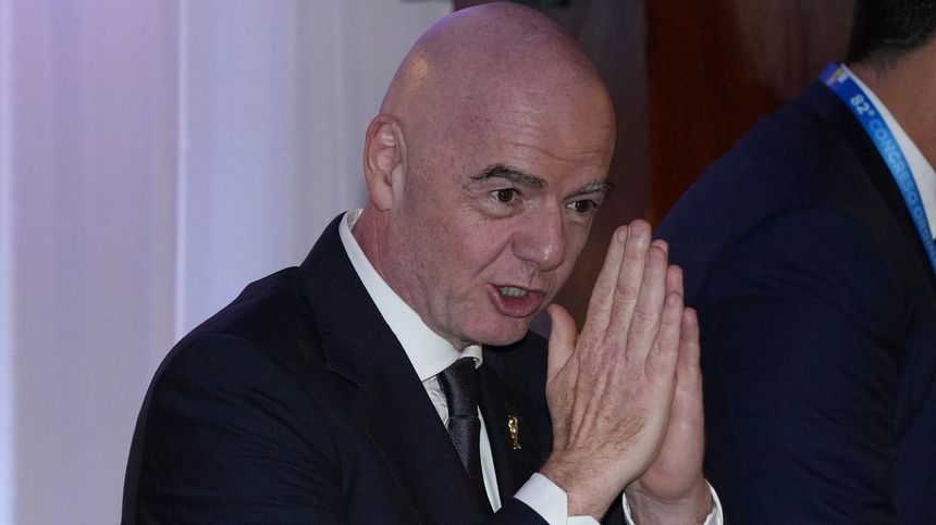 Gianni Infantino, presidente de la FIFA, durante un evento de Conmebol en Quito, Ecuador | AP