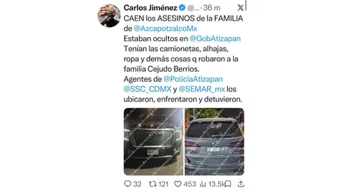 Entre los implicados se encuentra Emiliano “N”, señalado como autor material y exnovio de una de las víctimas./ X:@c4jimenez
