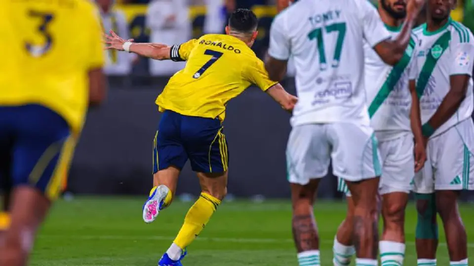 Cristiano Ronaldo tras anotar su gol 970 | x:@ AlNassrFC