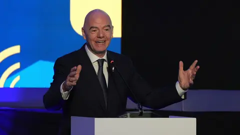 Gianni Infantino, presidente de la FIFA, durante un evento de Conmebol en Quito, Ecuador | AP