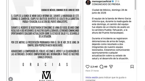 El exvocalista de La Adictiva aseguró que el ataque no fue dirigido en su contra y pidió reforzar la seguridad en las carreteras del país./ IG
