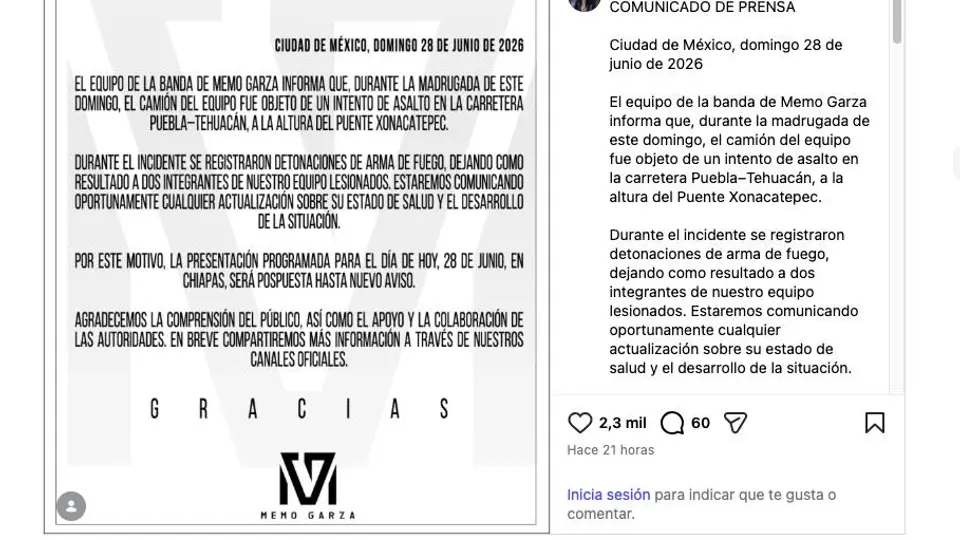 El exvocalista de La Adictiva aseguró que el ataque no fue dirigido en su contra y pidió reforzar la seguridad en las carreteras del país./ IG