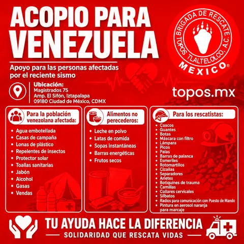 Conoce los diversos centros de acopio que hay en la Ciudad de México para ayudar al pueblo venezolano / @Topos