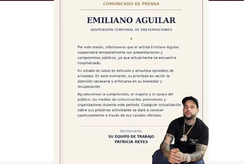 El hijo de Pepe Aguilar suspendió temporalmente sus presentaciones y compromisos públicos./ X: @anamaalvarado