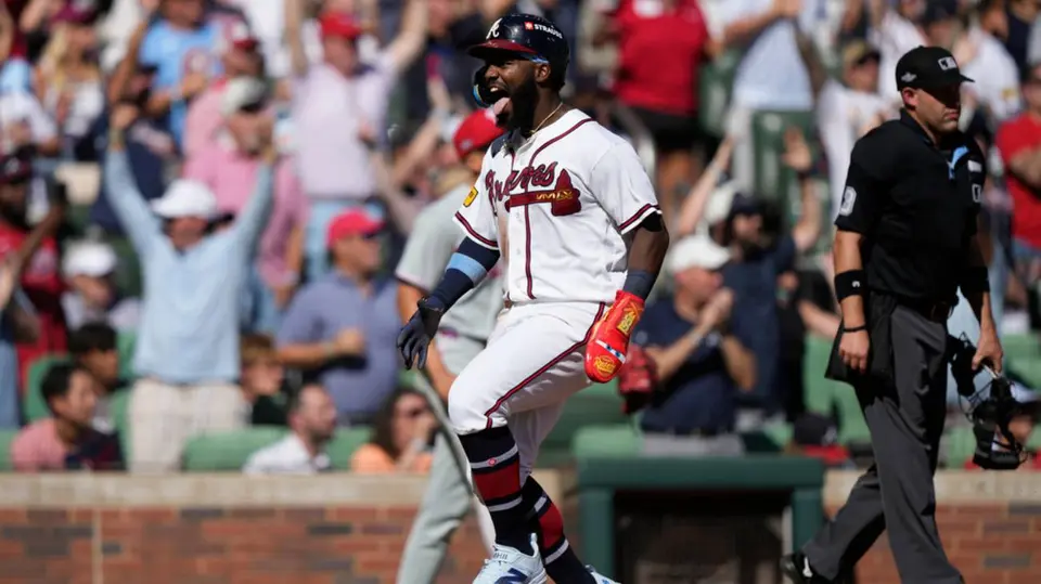 Michael Harris II festeja una de sus anotaciones con Braves | AP