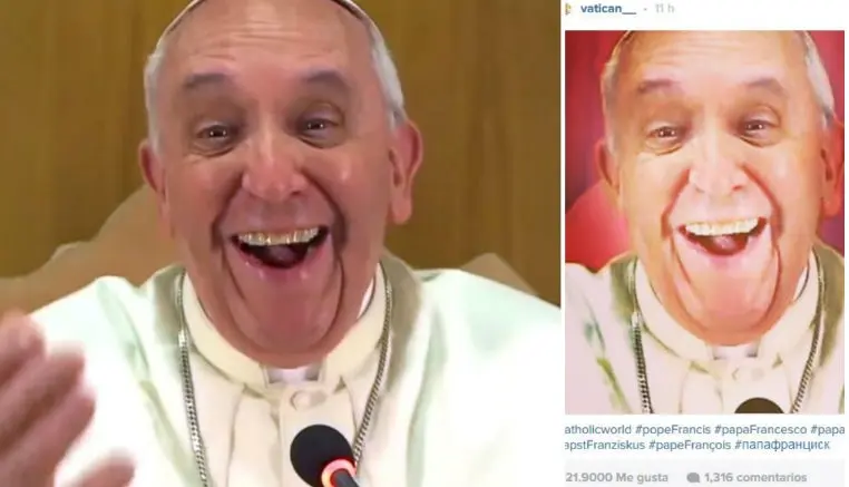 Supuesta selfie del Papa causa furor