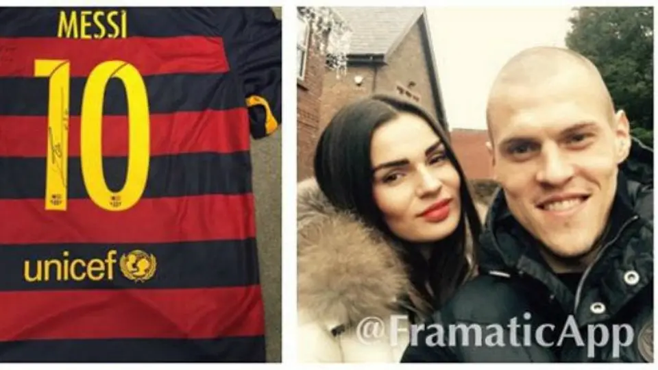 Esposa de Skrtel le regala playera de Messi autografiada