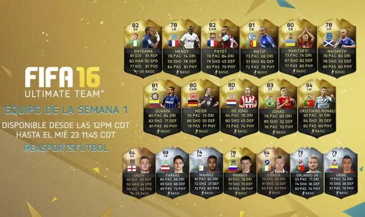 Listo el Primer Ultimate Team de FIFA 16