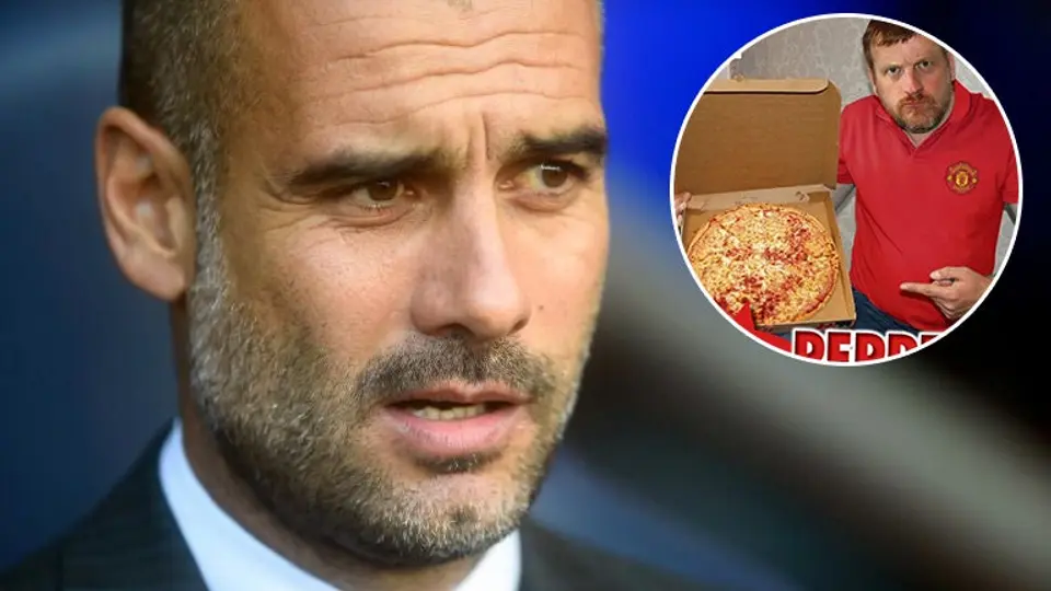 Fan del United descubre cara de Guardiola en pizza