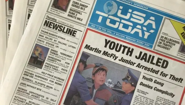 USA Today recrea primera plana de 'Volver al Futuro'