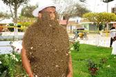 Peruano se cubre con 15 mil abejas y gana concurso