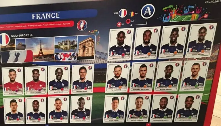 Selección de Francia que forma parte del album Panini de la Euro 2016 | ESPECIAL