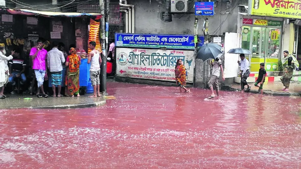 Lluvia crea 'río de sangre' en la India