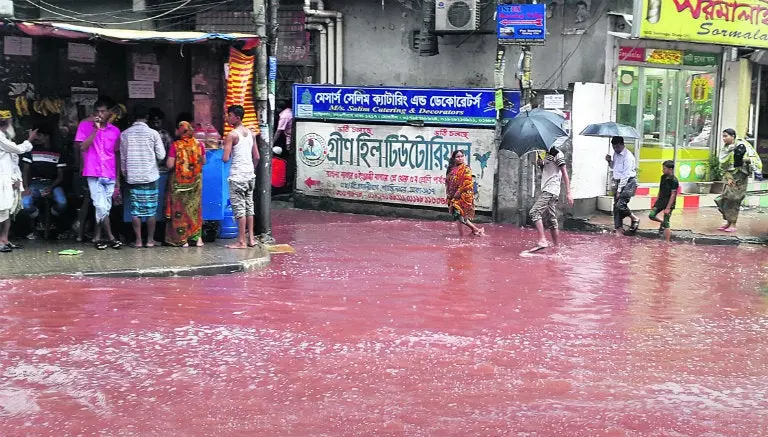 Lluvia crea 'río de sangre' en la India