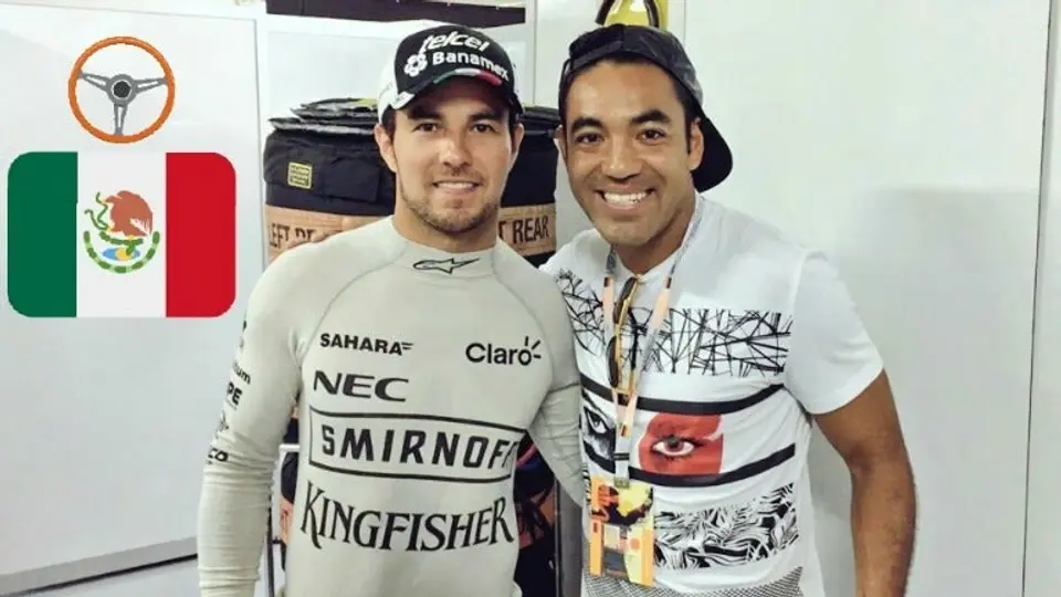 Marco Fabián visita a Checo Pérez en el GP de Alemania