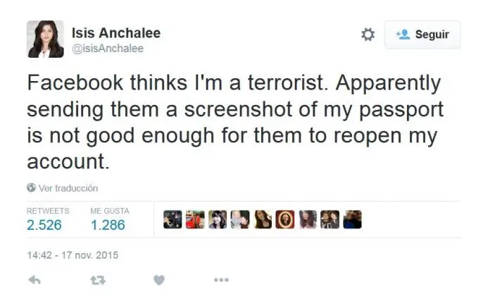 Facebook cierra cuenta de mujer por llamarse Isis