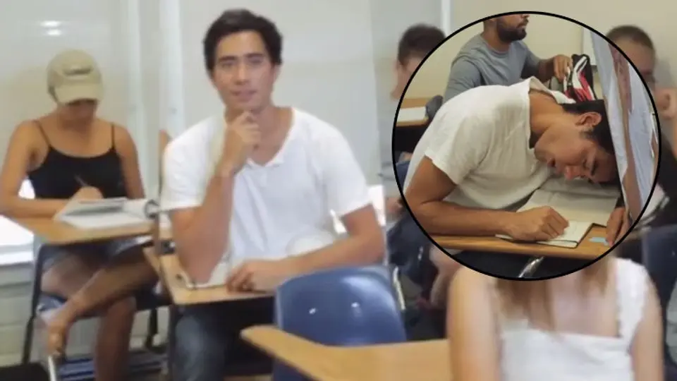 Vine Star muestra ingeniosa forma de dormir en clase