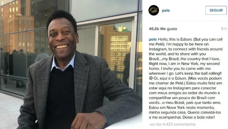 Pelé se une a Instagram y suma miles de seguidores