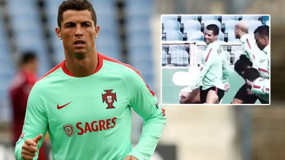 CR7 ameniza práctica de Portugal con exótico baile