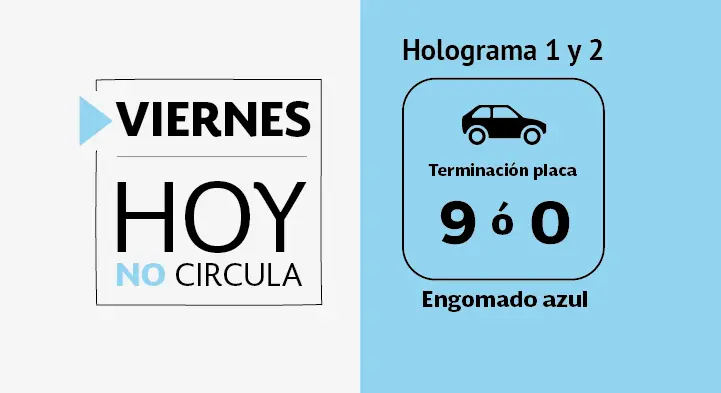 Los autos con engomado azul y placas terminadas en 9 y 0 no pueden circular. / GOB MX