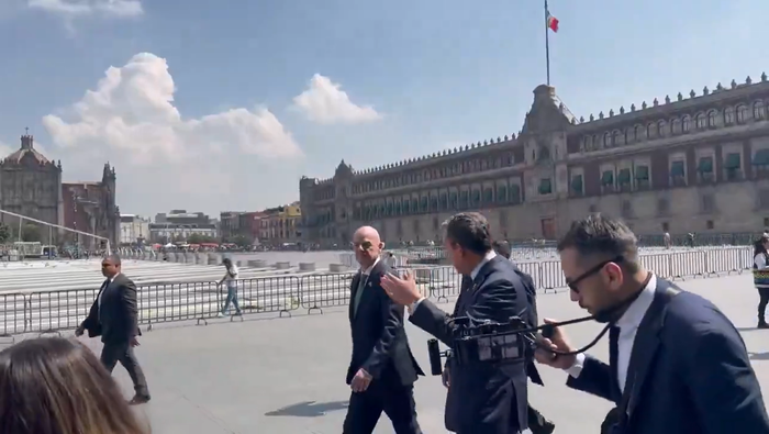 Gianni Infantino visitó el Zócalo de la Ciudad de México este lunes | CAPTURA DE PANTALLA