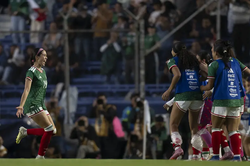 Greta Espinoza en celebración tras su gol en el juego amistoso entre la Selección Mexicana y Brasil | IMAGO 7