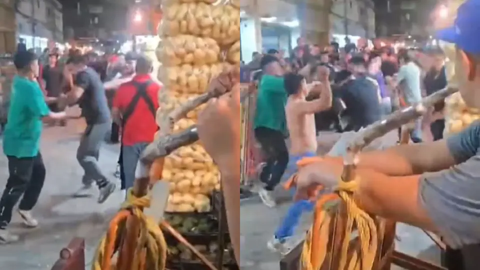 Se dieron con todo, hasta las verduras sirvieron como proyectiles para atacar al contrincante / Redes Sociales