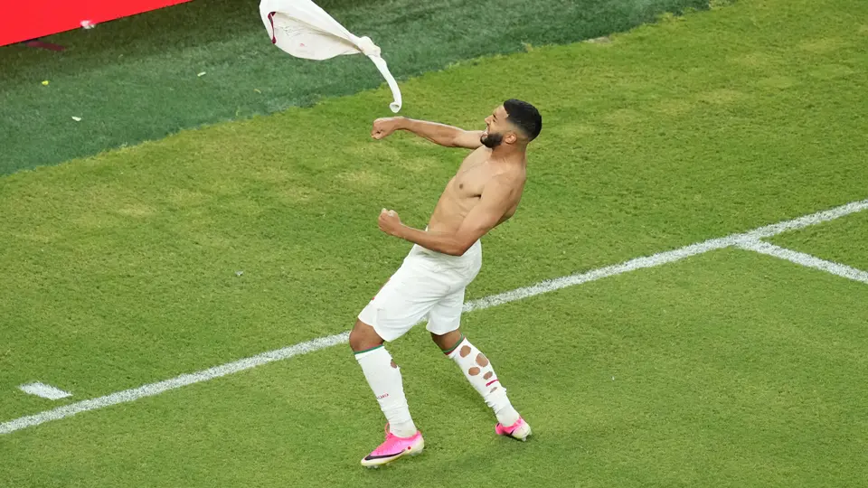 Ismael Saibari se quitó la camiseta en el festejo | AP