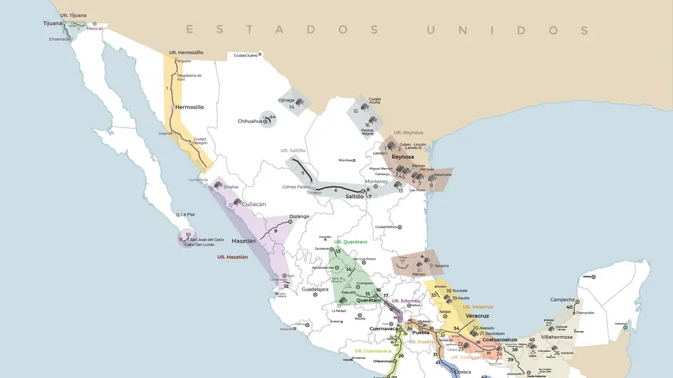 Mapa de la red IAVE para el pago automático en las casetas de cobro de Caminos y Puentes Federales (CAPUFE) en México./ Gobierno de México