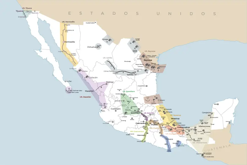 Mapa de la red IAVE para el pago automático en las casetas de cobro de Caminos y Puentes Federales (CAPUFE) en México./ Gobierno de México