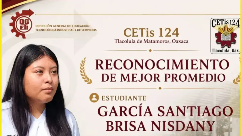 La aspirante concluyó sus estudios en el CETis 124 de Tlacolula de Matamoros con un promedio de 9.6, el más alto de su generación./ RS