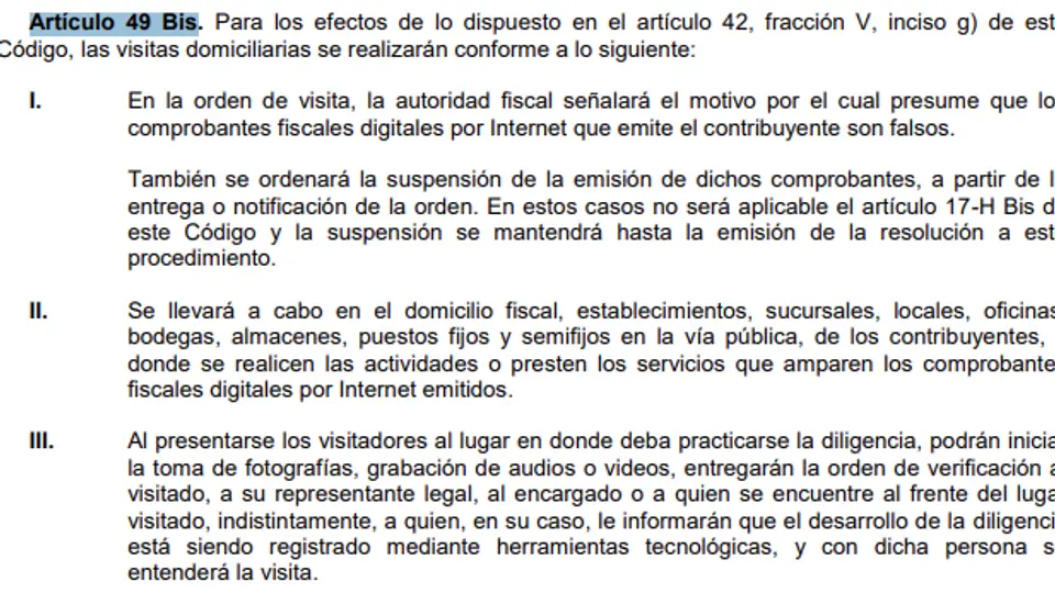 Código 49 de la Fiscal de la Federación de México. /Código Fiscal de la Federación