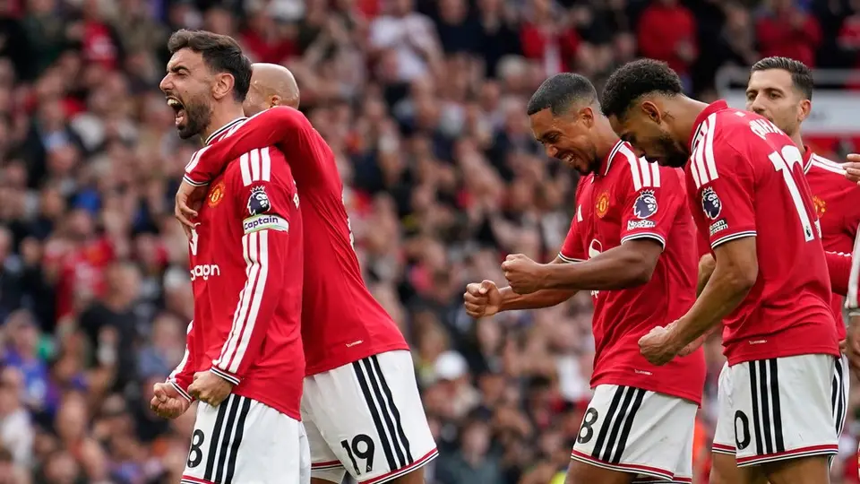 Bruno Fernandes en celebración en el partido de Manchester United | AP