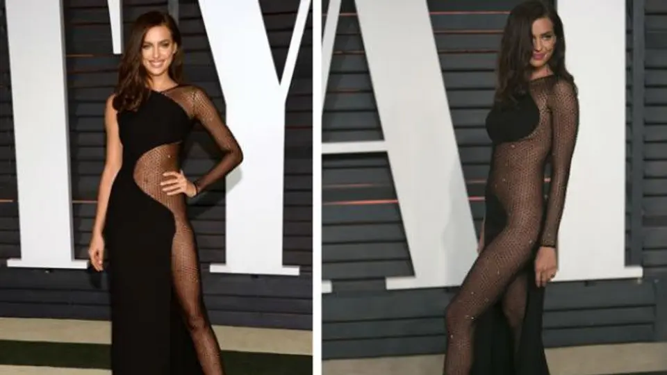 Irina Shayk muestra sensual transparencia en la fiesta del Oscar