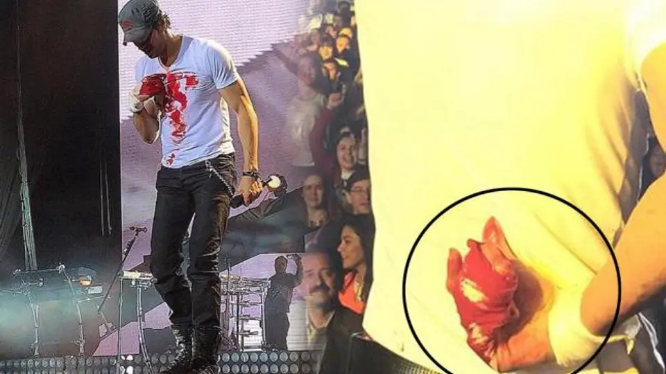 Enrique Iglesias se corta los dedos con un dron