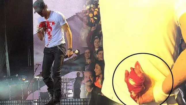 Enrique Iglesias se corta los dedos con un dron
