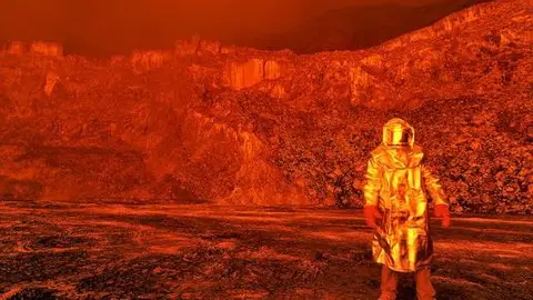 Científicos caminan sobre cráter de un volcán