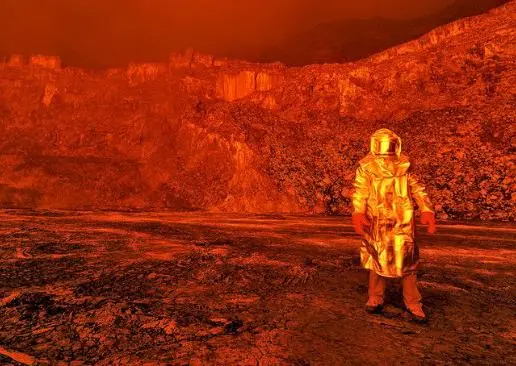 Científicos caminan sobre cráter de un volcán