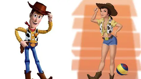 Personajes de caricatura se convierten en mujer