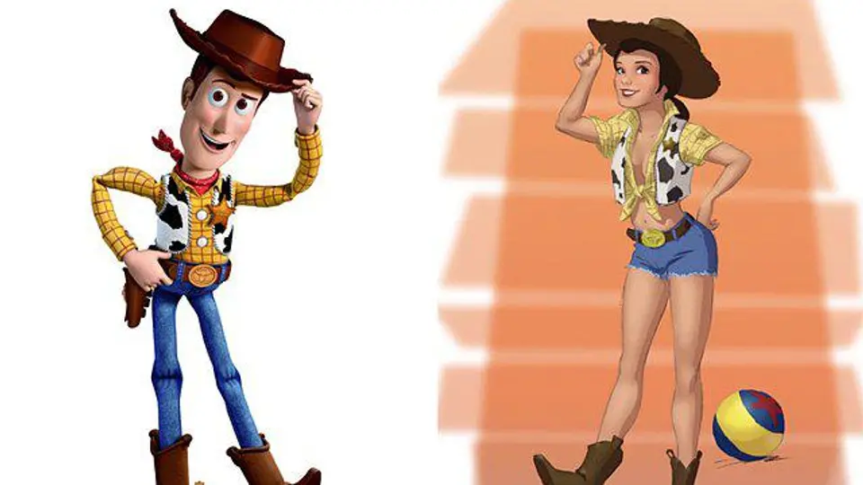 Personajes de caricatura se convierten en mujer